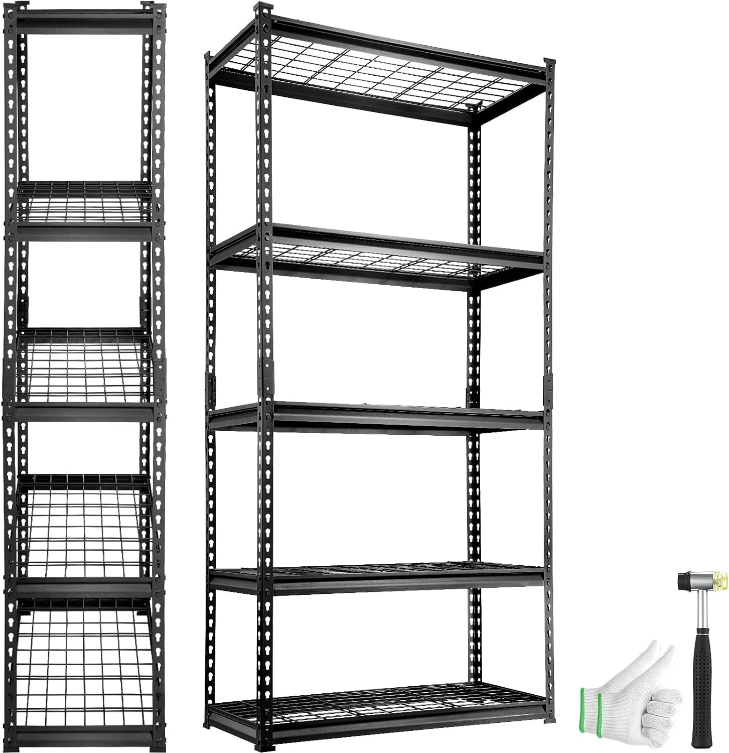 Heavy Duty Black Metal 5-Tier Adjustable Garage Shelving Unit