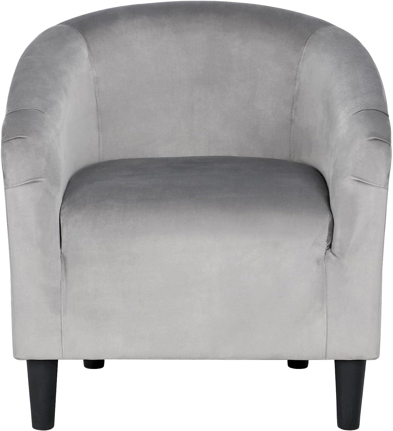 Gray Velvet Barrel Accent Chair with Manufactured Wood Frame