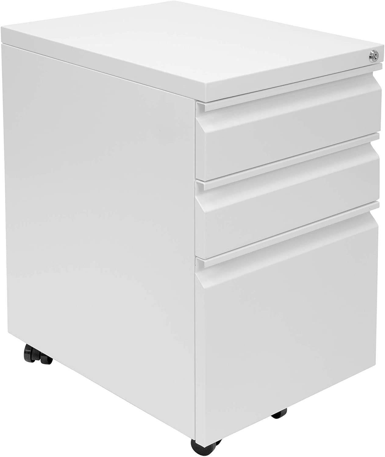 FETON White 3 Drawer Mobile File Locking File Under