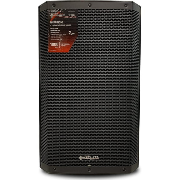 FEUR 1800 Watt Bluetooth Powered Loudspeaker for Parties - (DSP) Digital Signal Processor Monitor - Two Way 15" Loudspeaker with USB Port, RCA Inputs, Speakon Inputs and XLR Output - (FU-PRO1590)