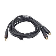 FEUR Professional Audio Cable 3.5mm Stereo TRS Male to RCA Female 6 Feet Cord - Audio Cable Adapter with Gold Plated Jacks - Ideal for Audio Connections to Speakers and Mixers FU-27G-6FT