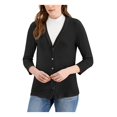 thumbnail image 1 of FEVER Womens Black Knit Ribbed Button Front Cardigan 3/4 Sleeve V Neck Button Up Top Plus XL, 1 of 3