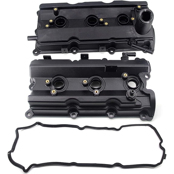 FEXON Engine Valve Cover Set Left Right Pair with Gaskets Compatible with Nissan 350Z Infiniti G35 FX35 M35 3.5L V6 Replaces 13264-AM600