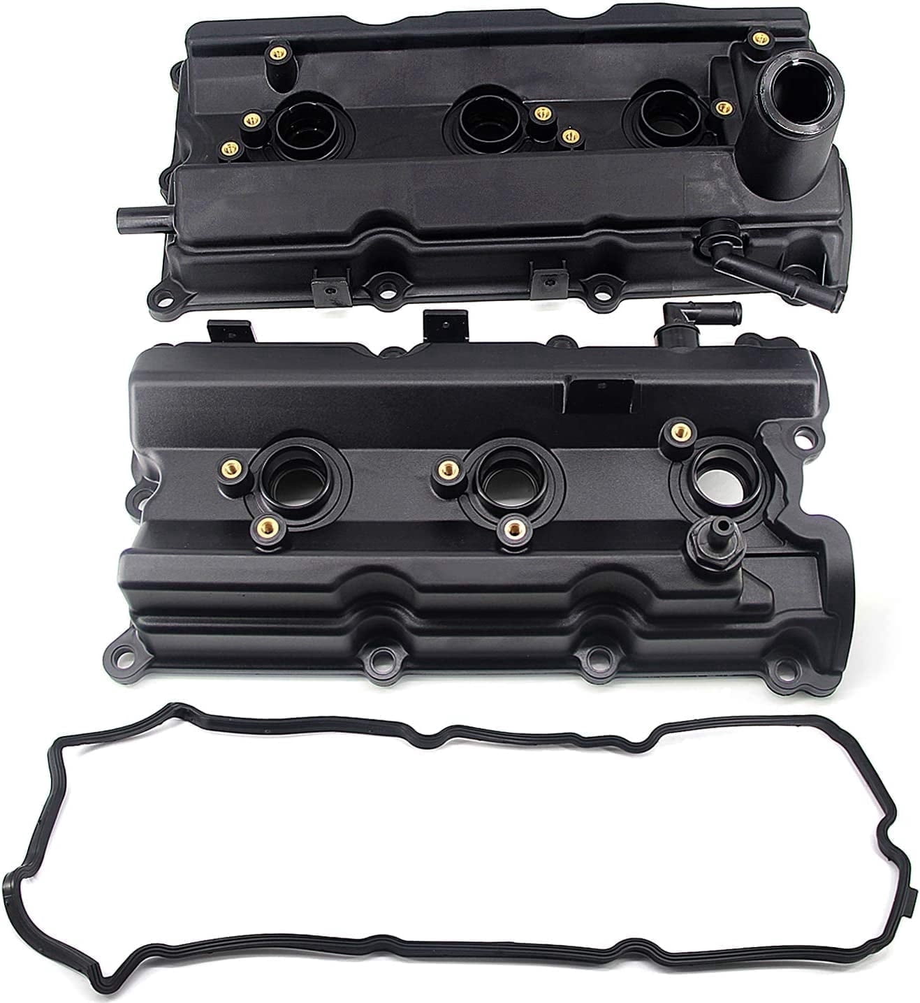 FEXON Engine Valve Cover Set Left Right Pair with Gaskets Compatible with Nissan 350Z Infiniti G35 FX35 M35 3.5L V6 Replaces 13264-AM600
