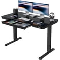 thumbnail image 1 of FEZIBO 48 × 24 Electric Standing Desk with Drawers, Whole-Piece Glass Adjustable Height Desk, One-Piece Quick Install Adjustable Sit Stand Desk, Black, 1 of 9