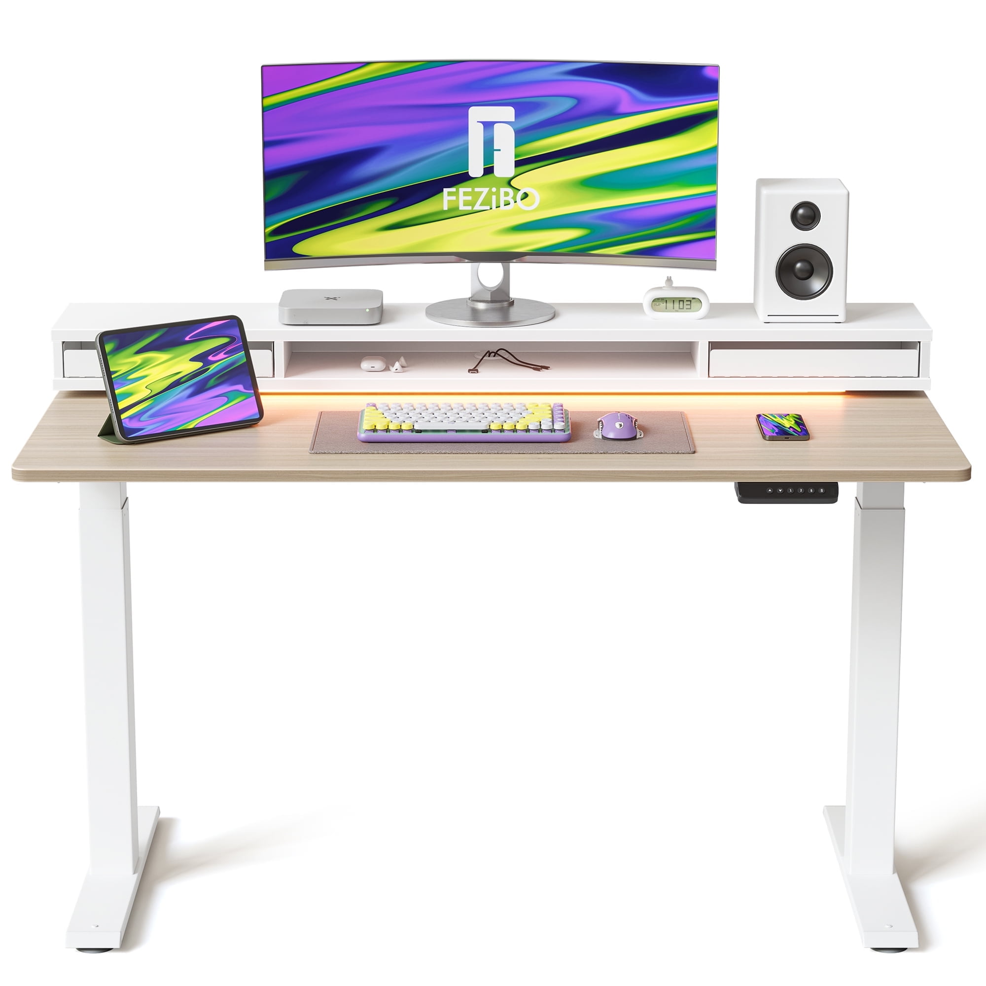 FEZIBO Electric Standing Desk, 48x26 Inch, Adjustable Height, with