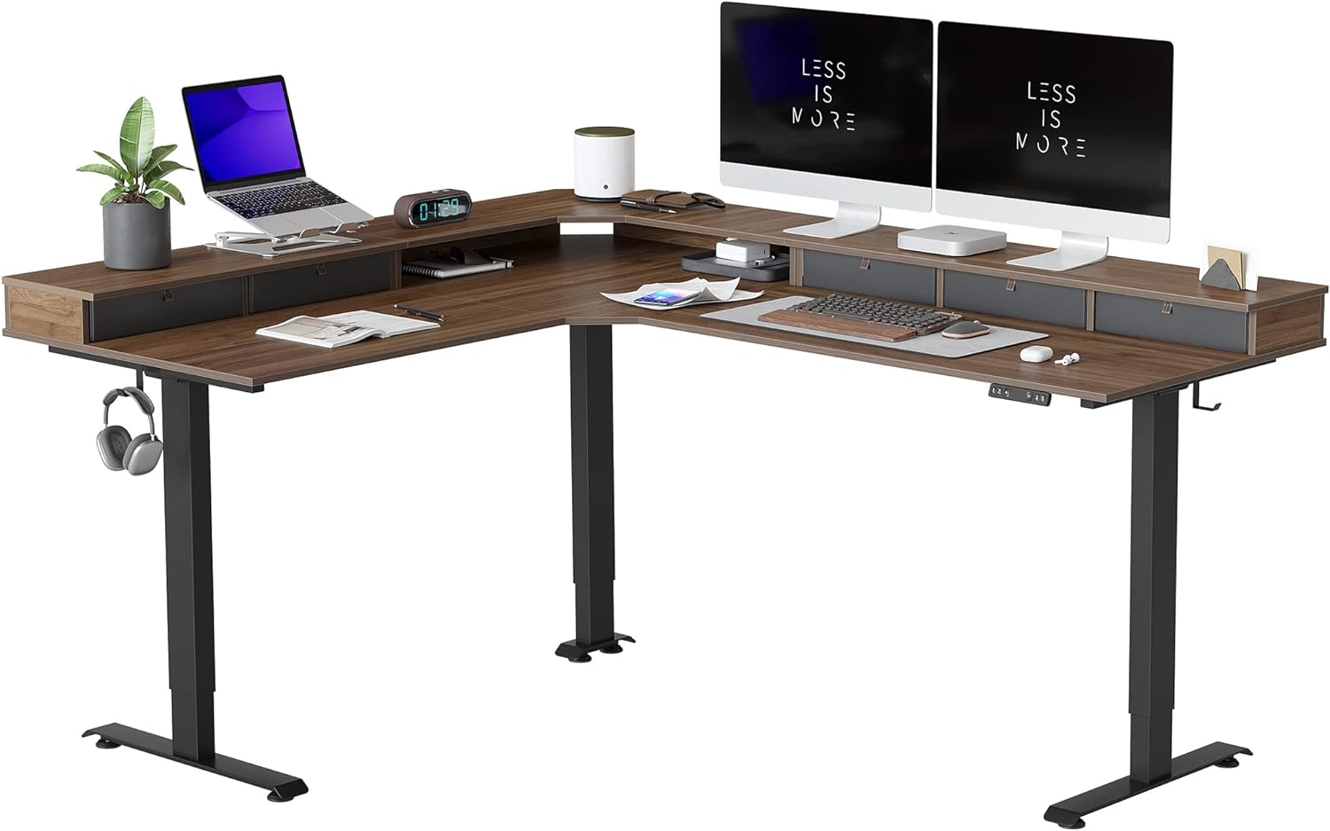 FEZIBO 75", 265lbs Load Capacity, L Shaped Standing Desk with Drawers
