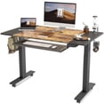 thumbnail image 1 of FEZIBO Dual Motor Electric Standing Desk with Keyboard Tray, Splice Board in Black and Rustic Brown Finish, 48", 1 of 10