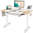 thumbnail image 1 of FEZIBO Dual Motor Electric Standing Desk with Keyboard Tray, Splice Board in Natural and White Finish, 48", 1 of 10
