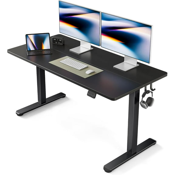 FEZIBO Electric Standing Desk, 55 x 24 Inches Height Adjustable Stand up Desk, Sit Stand Home Office Desk, Computer Desk, Black
