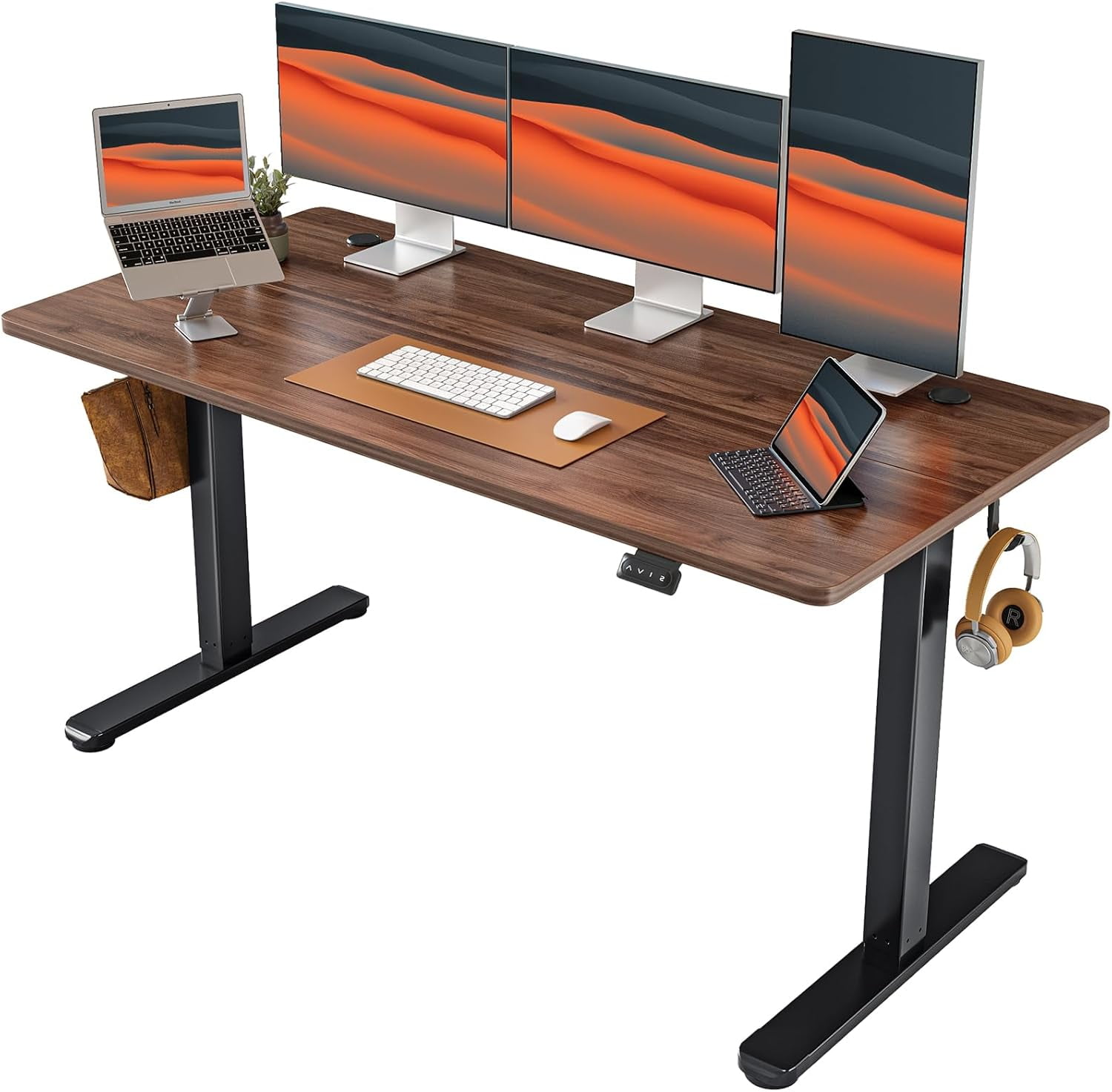 Fezibo electric standing desk adjustable height 60 x 24 inch sit and