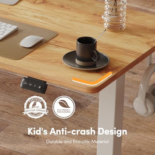 FEZIBO Electric Standing Desk Adjustable Height, 60 x 24 Inch Sit and Stand Desk, Home Office Desk, Ergonomic Workstation Computer Desk, Light Rustic