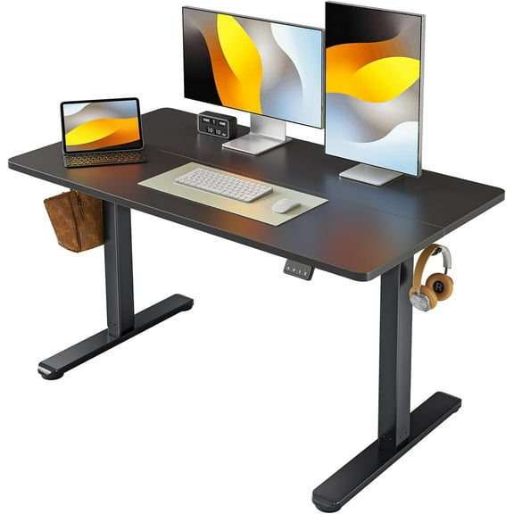 FEZIBO Electric Standing Desk, Height Adjustable Stand up Desk, 48 x 24 Inches Sit Stand Home Office Desk, Computer Desk, Black