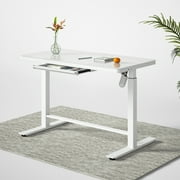 FEZIBO Elita All-In-One Electric Standing Desk, Stand Up Home Office Desk, White Finish, 48"
