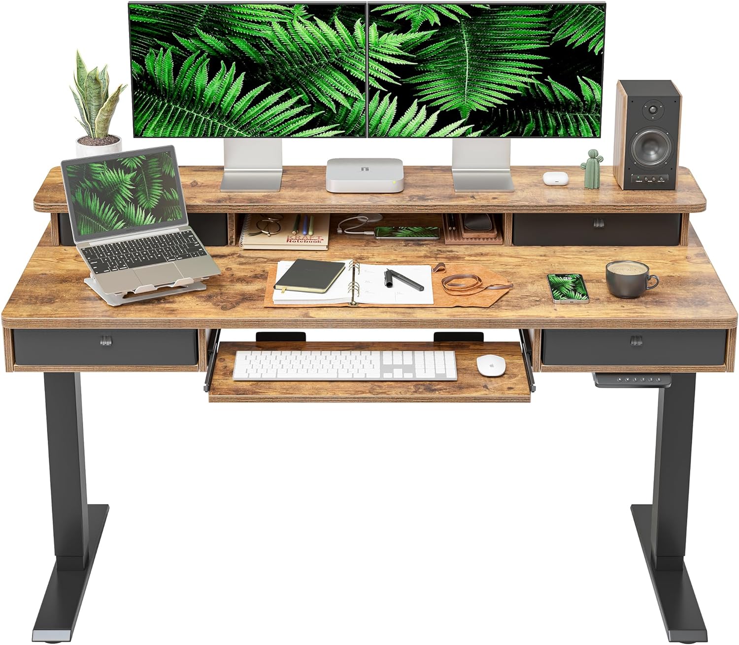 FEZIBO Height Adjustable Electric Standing Desk with 4 Drawers and