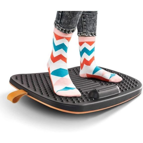 FEZIBO Standing Desk Mat with Anti Fatigue Bar, Wooden Wobble Balance Board with Ergonomic Design Comfort Floor Mat