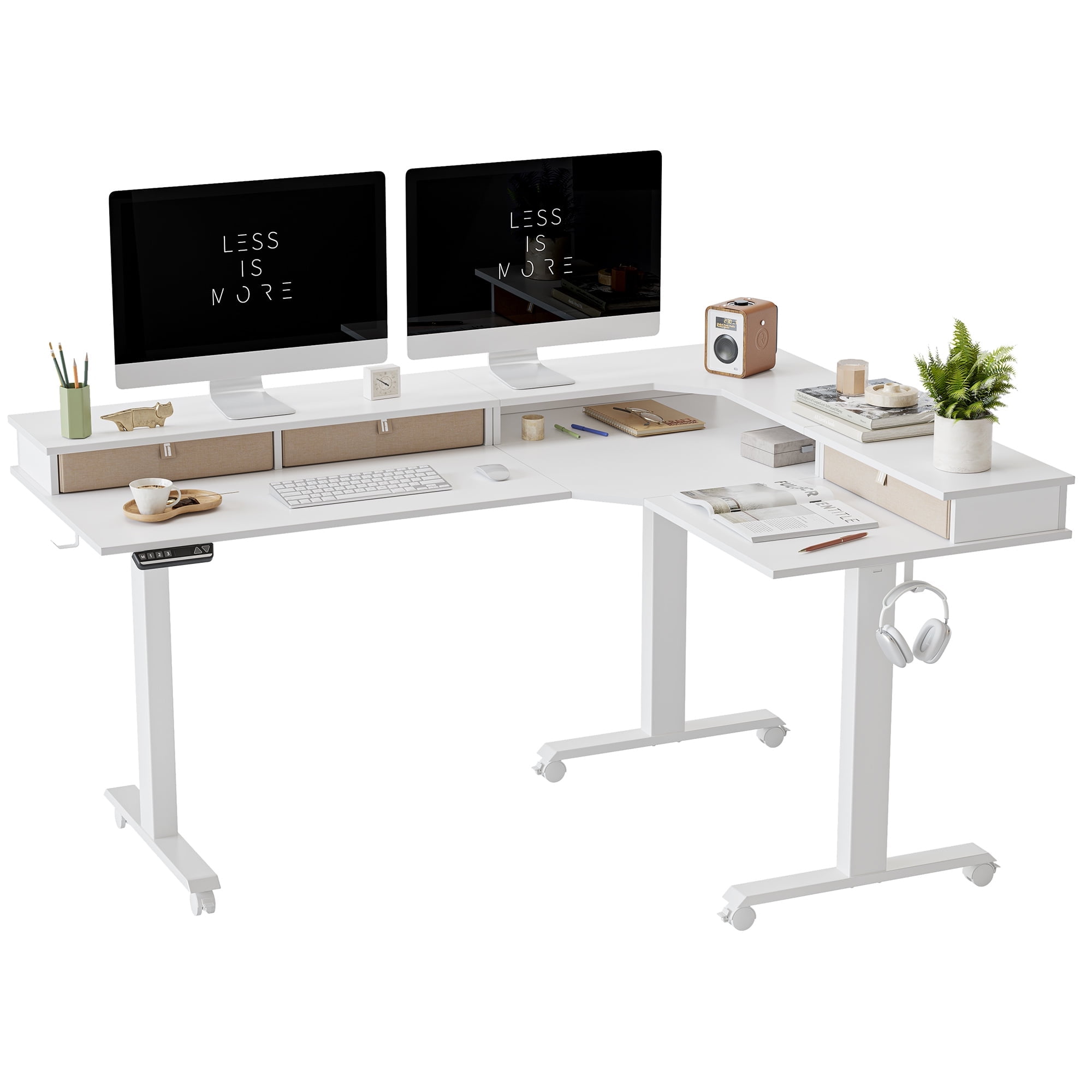 FEZIBO L-Shaped Electric Desk, 63'', Triple Motor, Adjustable, 3