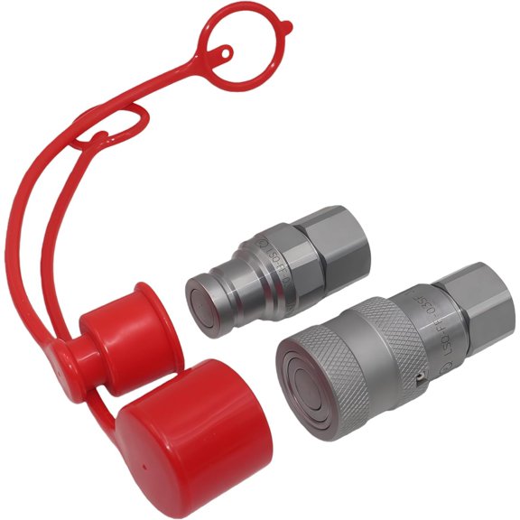 -FF-03 3/8" NPT 3/8'' Flat Hydraulic Quick Connect Disconnect Coupler Set Hydraulic Quick Couplings w/Dust Caps ISO16028