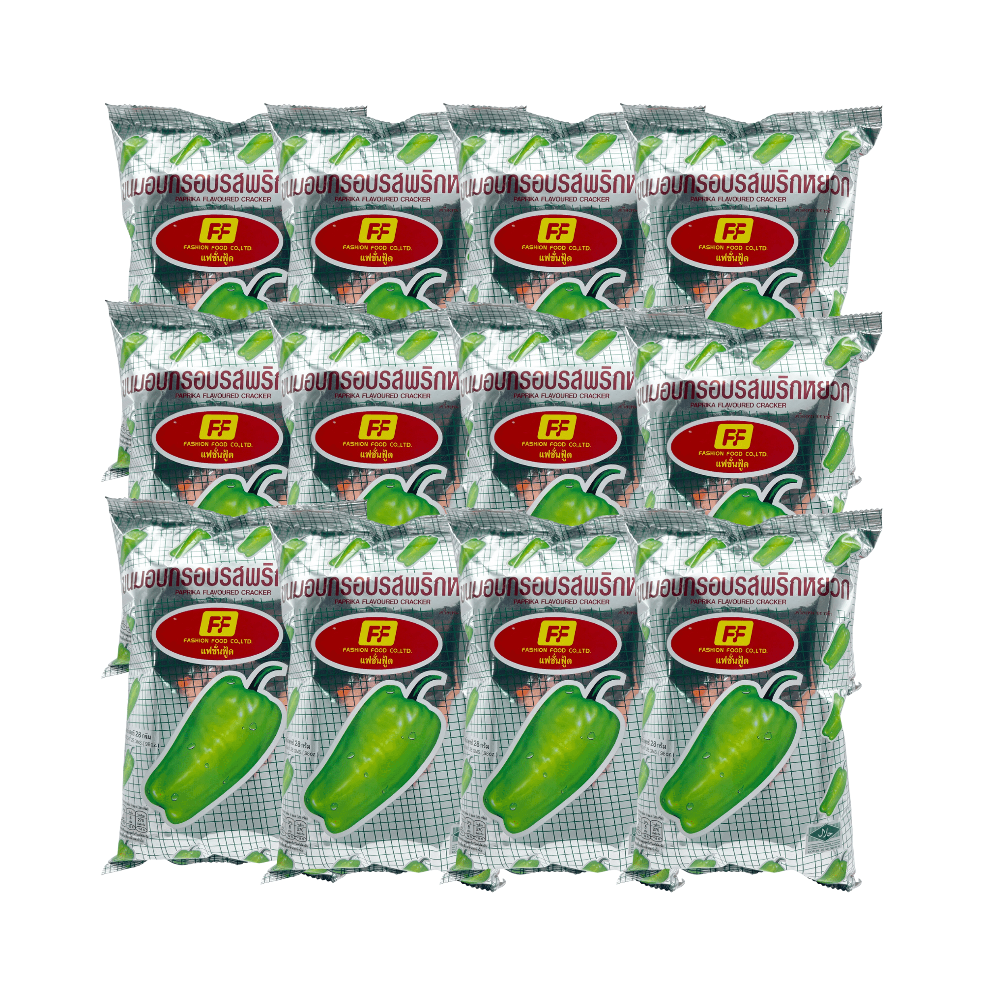 FF Paprika Flavored Crackers, Crispy Snack with Bold Paprika Flavor | Authentic Thailand Cracker (28g x 12)