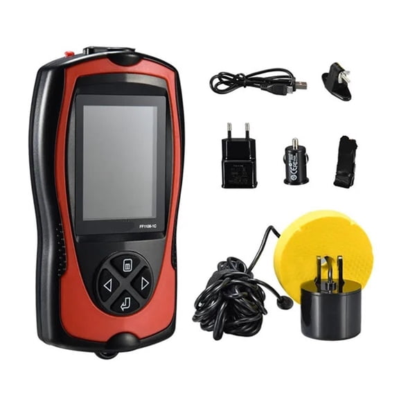 FF1108-1CT Portable Fish Finder 2.4' LCD 100M/300FT Depth Fish Alarm Wired Fish Detector Sounder English Russian Options Waterproof Underwater Fish Finder