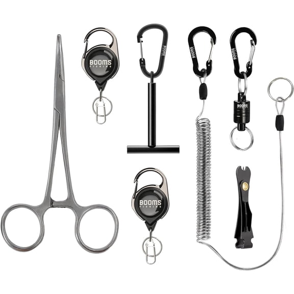 FF3 7 PCS Fly Fishing Tools Kit Fishing Knot Tool and Line Clipper Retractor Magnetic Net Release with Lanyard Fly Fishing Tippet Spool Holder Hook Remover Forceps