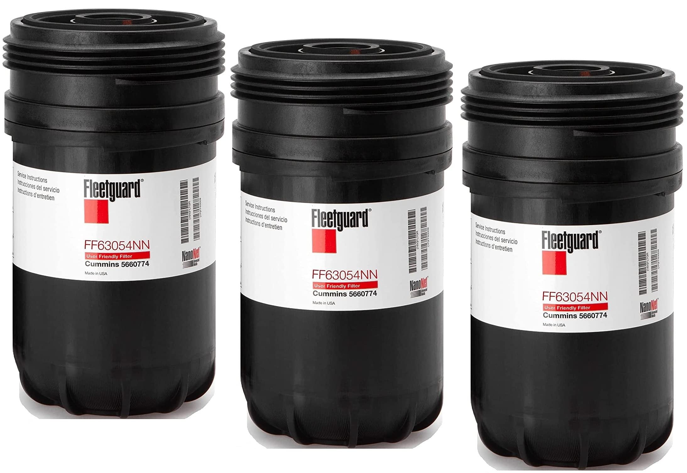 FF63054NN Fleetguard Fuel Filter Pack of 3, Replaces FF63009