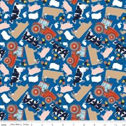 FFA Forever Blue 2 Animals Blue Cotton Fabric 1 yard