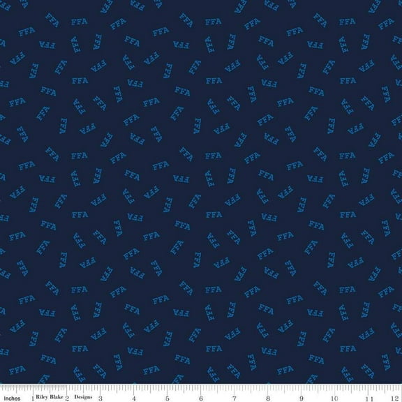 Cotton FFA Forever Blue 2 Farming Logos Blue on Navy Officially Licensed by Riley Blake Cotton Fabric Print by the Yard (C15853-NAVY)