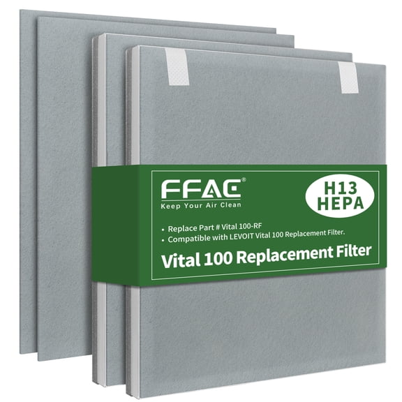 FFAC 2+4 Pack Vital 100 Replacements Filter for LEVOIT Vital 100 Air Purifier, 3 in 1 HEPA H13 filter, Contains Activated Carbon FilterHEPA Filter and Pre-FilterVital 100-RF