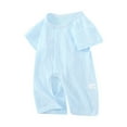 thumbnail image 1 of FFENYAN 0-2Y Baby Solid Color Short Sleeve Romper - Summer Breathable Bodysuit with Broderie anglaise Design for Comfortable Crawling, Playtime and Outdoor Adventures, 1 of 4