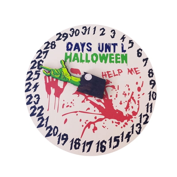 FFENYAN 2024 Wooden Wall Calendar Halloween Advent Calendar 31 Days Halloween Countdown Calendar With Ghosts Hand Ornaments For Home Classroom Wall Door Hanging Desktop Decor