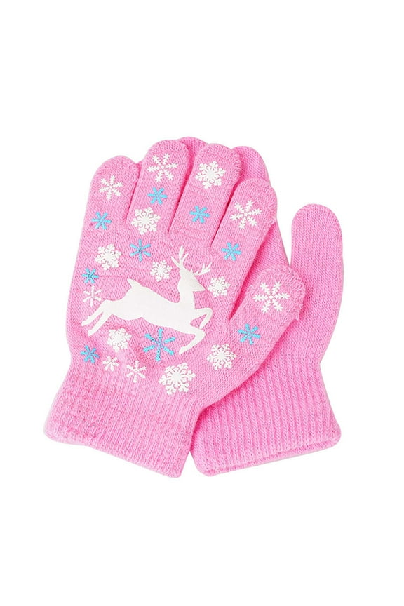 Adorable Kids' Gloves with Cute Deer Print - Cozy Cartoon Mittens for Boys and Girls - Warm and Versatile Winter Accessories for Classroom, Outdoor Play and Winter Excursions