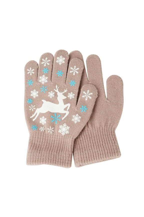 Adorable Kids' Gloves with Cute Deer Print - Cozy Cartoon Mittens for Boys and Girls - Warm and Versatile Winter Accessories for Classroom, Outdoor Play and Winter Excursions