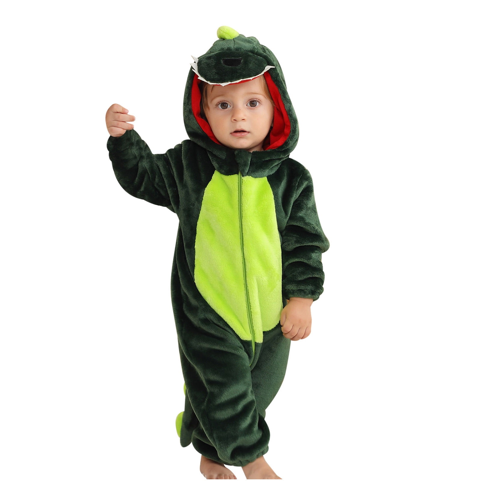FFENYAN Adorable Spiked tail Dinosaur-Themed Baby Onesie Soft Flannel Long Sleeve Bodysuit for Infants and Toddlers Perfect for Daily Wear and Special Occasions for 3 Months-3 Years