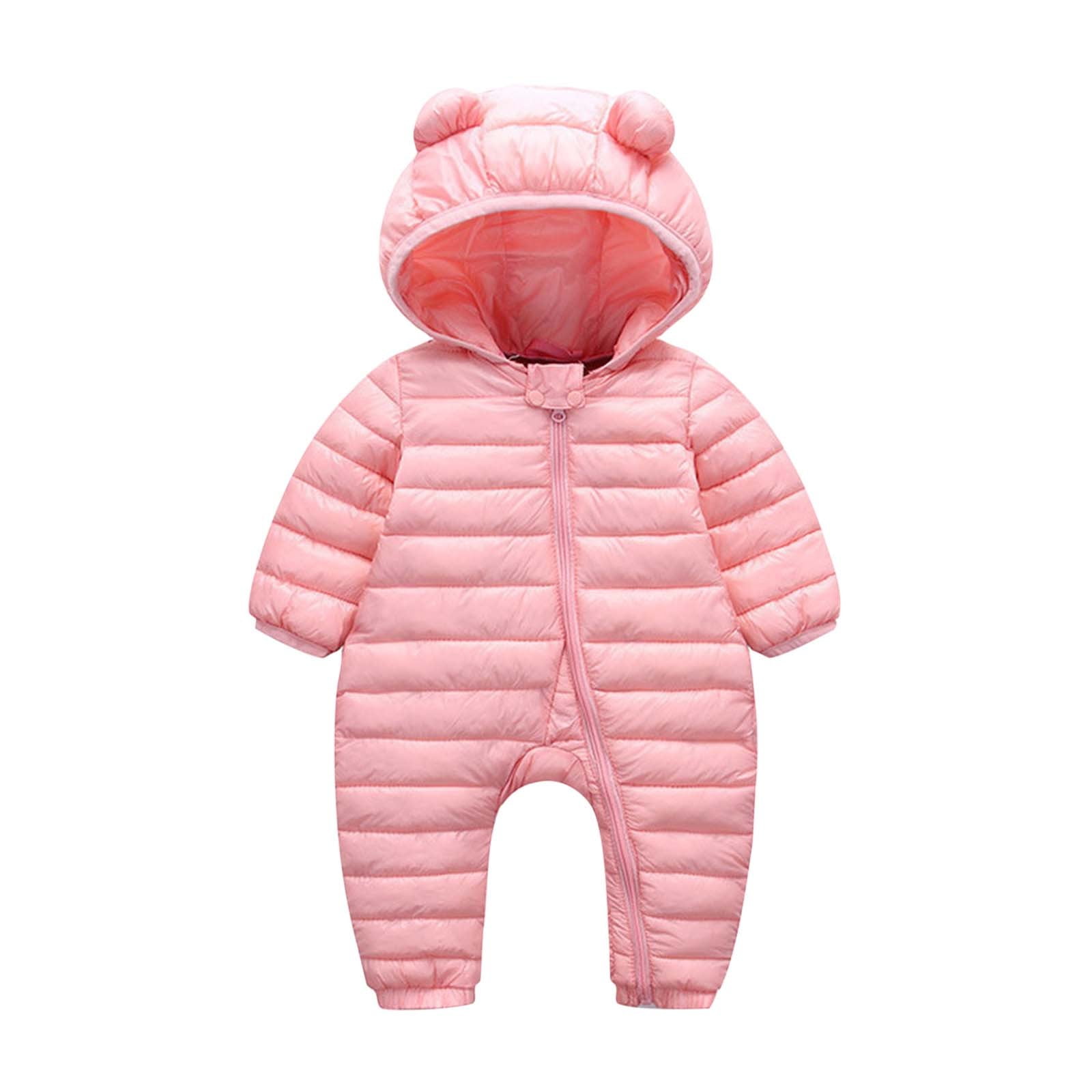 FFENYAN Baby Winter Down Cotton One-Piece Hooded Romper Long Sleeve Snowsuit for Infants Cozy Soft Snowsuit Ideal for Cold Weather Outdoor Play and Everyday Use for 0-12 Months