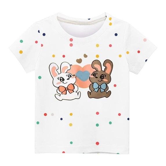 FFENYAN Boys' Casual Short Sleeve T-Shirt - Colorful Polka Dot and Cartoon Animal Print Round Neck Top for Kids, Perfect for Playtime and Everyday Wear for 3-12 Years