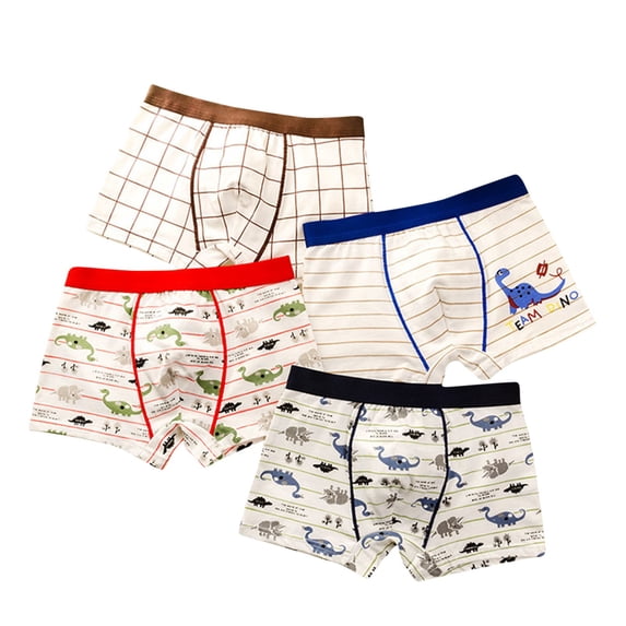 FFENYAN Boys' Teamdino Dinosaur Print Cotton Boxer Shorts - Soft Comfortable and Breathable Underwear for Kids, Perfect for Everyday Wear and Active Play for 8-14 Years