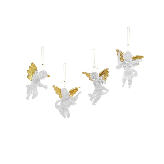 FFENYAN Christmas Decoration Christmas Transparent Angel Pendant Window Scene Arrangement Acrylic Transparent White
