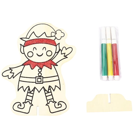 FFENYAN Christmas Decoration Christmas Wooden Decorations DIY Handmade Painting Educational Children's Toys multColor