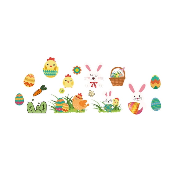 FFENYAN Easter Day Gift Easter Wall Decal Easter Wall Stickers Window Fridge Clings Decals for party