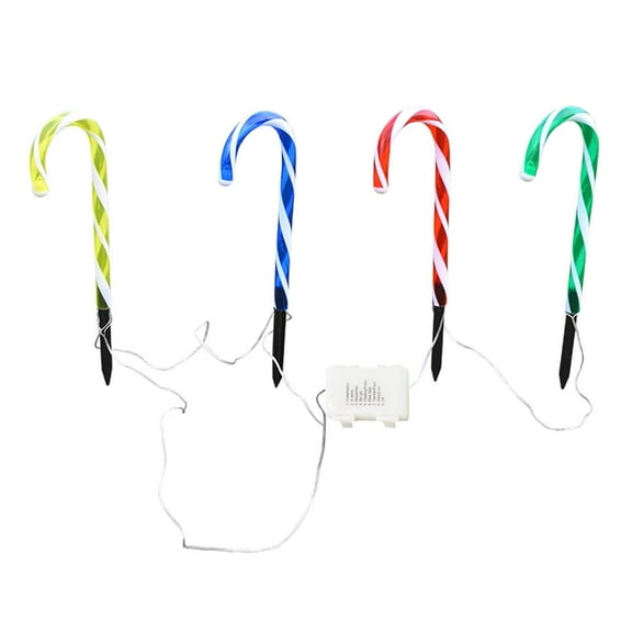 FFENYAN Gift Christmas Crutch Ground Lamp Outdoor Led Garden Light Candy Cane Light Atmosphere Light New Year Christmas Decorations 4 piece Set