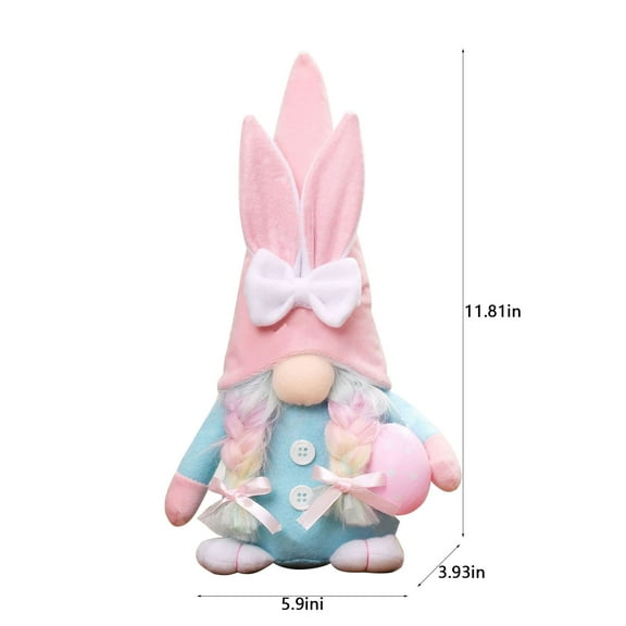 FFENYAN Gift Easter Dwarf Rabbit Decoration Cute Easter Handmade Dwarf Faceless Plush Doll Nordic Easter Home Ornament Gift Multicolor