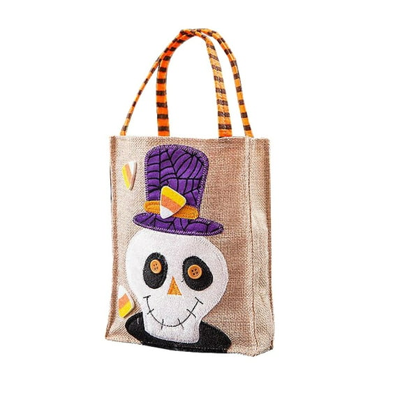 FFENYAN Gift Halloween decorations cartoon linen tote bag ghost festival party kinder
