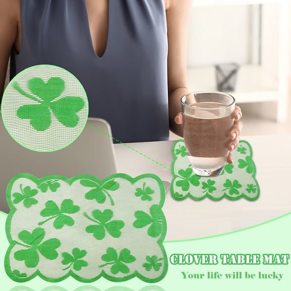 FFENYAN Gift Irish Day Shamrock Table Flag St. Patrick's Day Decorated With Placemat