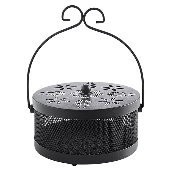 FFENYAN Gift Summer Wrought Iron Fireproof Coil Portable Coil Black