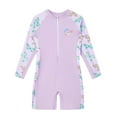 thumbnail image 1 of FFENYAN Girls Cartoon Butterfly Print Long Sleeve Half-Zip One-Piece Swimsuit Quick-Dry Swimwear for 2-12 Years - Perfect for Beach Pool and Outdoor Fun, 1 of 5