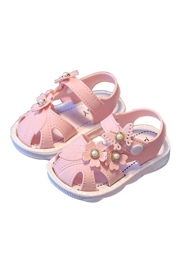 Girls' Floral and Butterfly Non-Slip Soft Sole Snap Closure Sandals - Comfortable and Stylish Summer Footwear for Kids, Perfect for Playdates and Outdoor Adventures for 0-3 Years