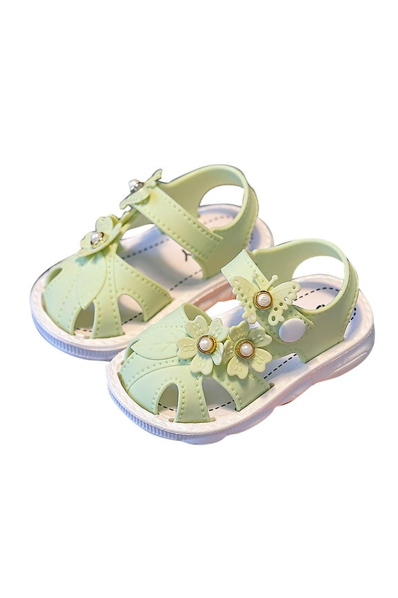 Girls' Floral and Butterfly Non-Slip Soft Sole Snap Closure Sandals - Comfortable and Stylish Summer Footwear for Kids, Perfect for Playdates and Outdoor Adventures for 0-3 Years