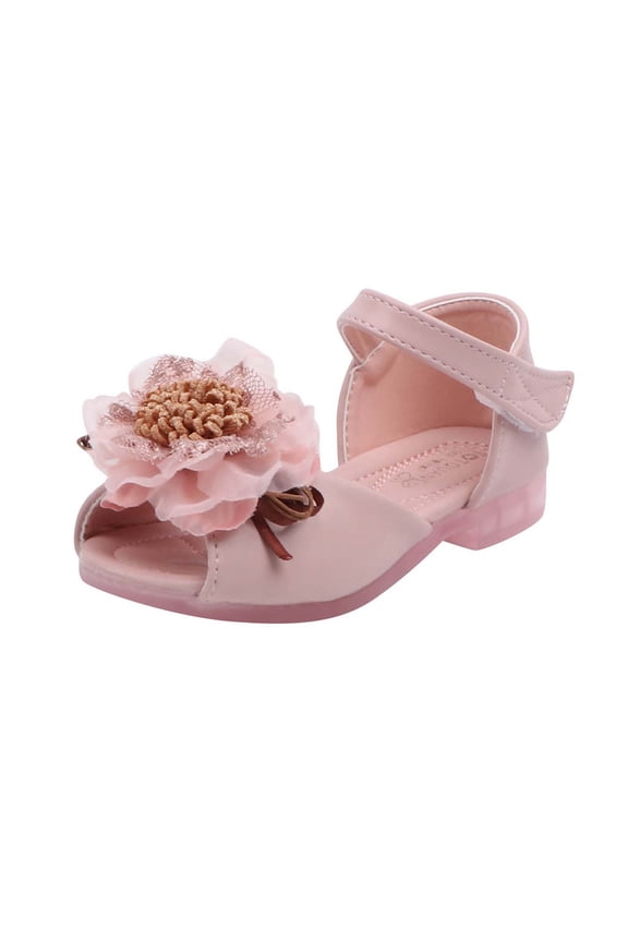 FFENYAN Girls Lace Flower Leather Fish Mouth Summer sandals - Girls Princess Leather Shoes Fish Mouth Sandals - Perfect for Playdates and Special Occasions for 18 Months-7 Years