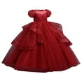 thumbnail image 1 of FFENYAN Girls New Bubble Sleeve Round Neck Solid Color Tulle Puffy Dress Elegant Party Performance Gown Princess Dress for Special Occasions and Events for 7-13 Years, 1 of 7